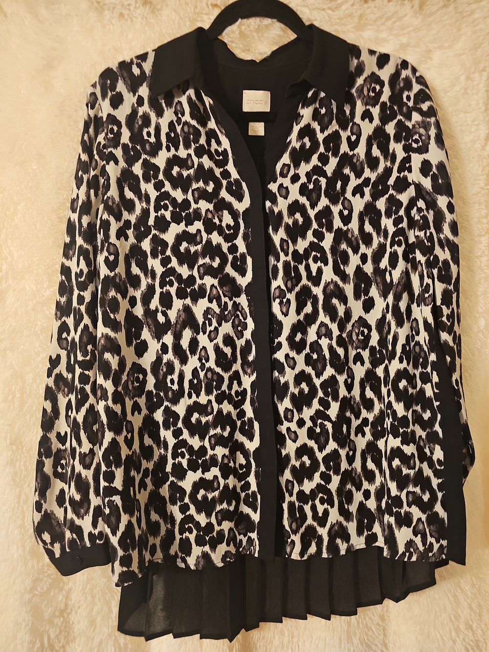 Chico's Black and White Leopard Print Blouse